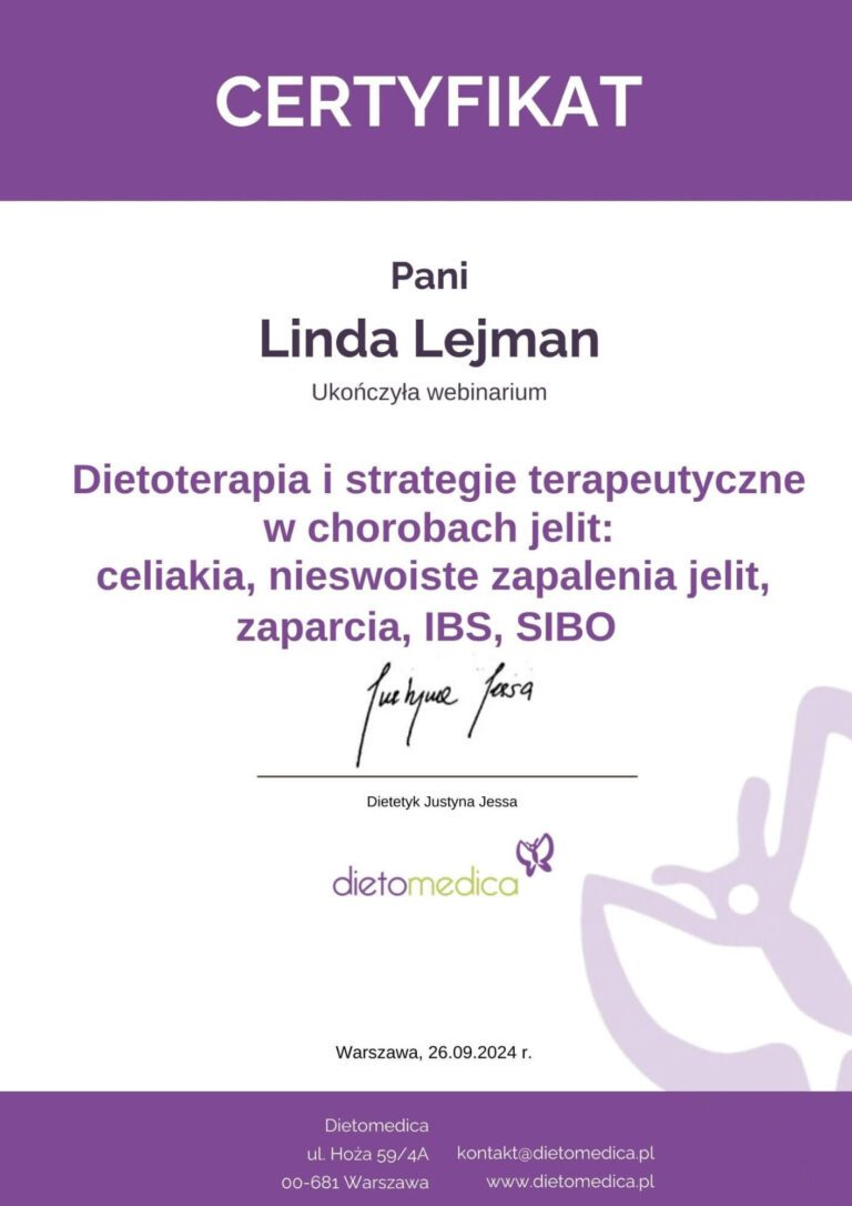 Choroby jelit certyfikat