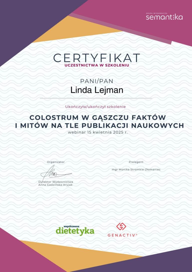 Colostrum certyfikat