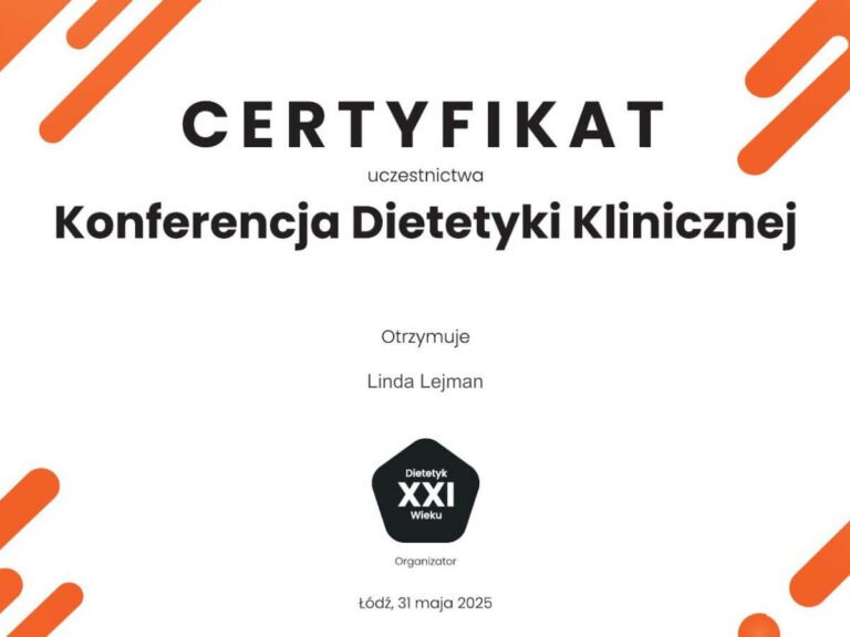 Konferencja Dietetyki Klinicznej certyfikat