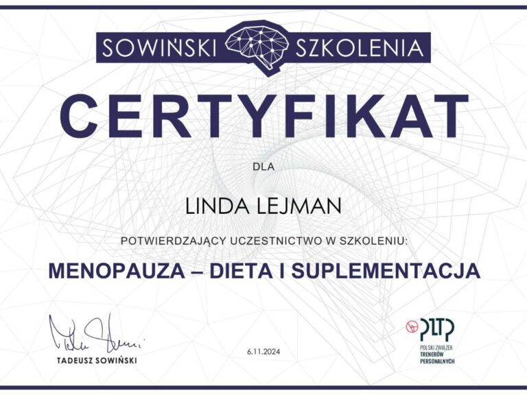 Menopauza dieta certyfikat
